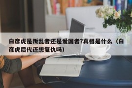 白彦虎是叛乱者还是爱国者?真相是什么（白彦虎后代还想复仇吗）