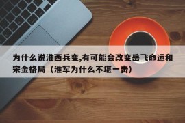 为什么说淮西兵变,有可能会改变岳飞命运和宋金格局（淮军为什么不堪一击）