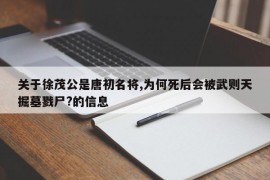 关于徐茂公是唐初名将,为何死后会被武则天掘墓戮尸?的信息